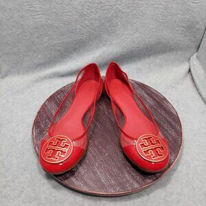 Tory Burch Red Logo Jelly Ballet Flats Womens Size 10